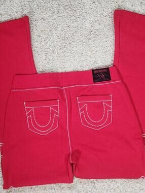 NEW True Religion Pull-On Flare Jeans Red Anniversary Large